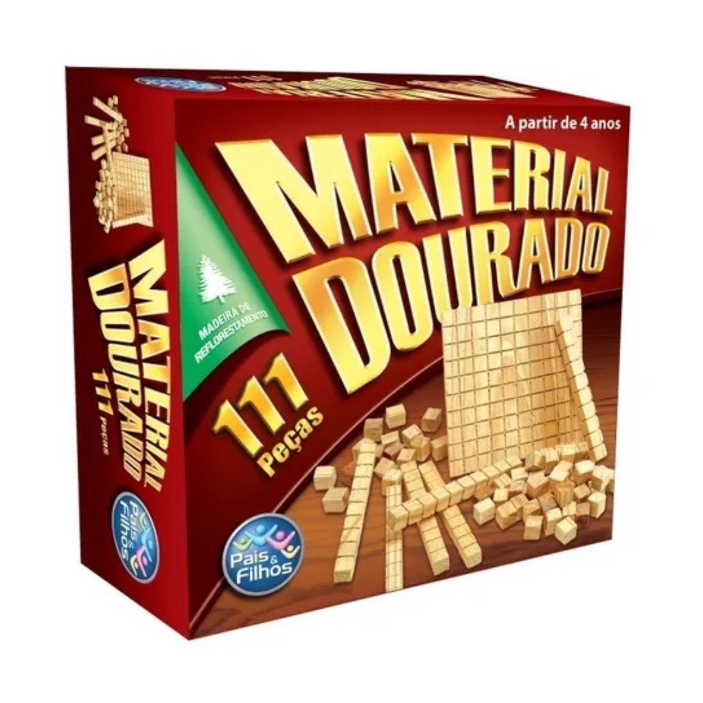 Material Dourado Educativo Para Ensino De Matemática 111 Pçs em Oferta na Shopee
