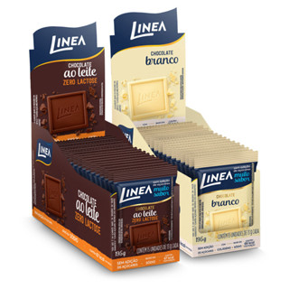 Kit 2 Displays de Mini Chocolate Linea Sabor Ao Leite Zero Lactose e Branco 15 unidades de 13g em Oferta na Shopee