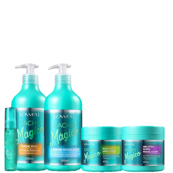 Lowell Cacho Magico Shampoo 500g Creme 500g Gelatina 450g Mascara 450g e Oleo 60ml em Oferta na Shopee