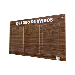 Quadro Aviso E Gestão Organizador Documentos Empresas Escritórios 3 Displays A4 Acm Madeira Imbuia em Oferta na Shopee