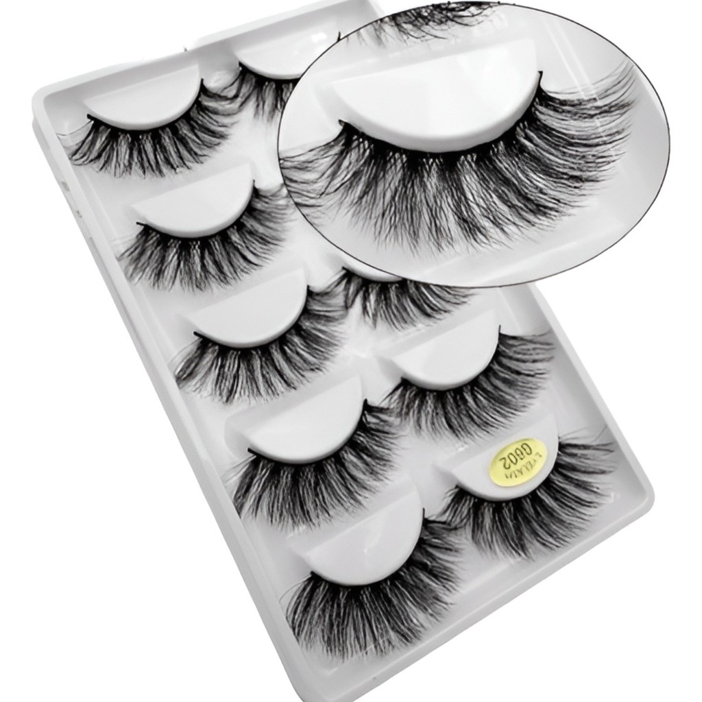 Cartela Com 5 Pares De Cílios Postiços G602 Tipo Mink