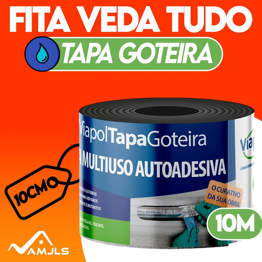Fita Adesiva P/ Vedação De Goteira Alta Adesividade 10cmx10m