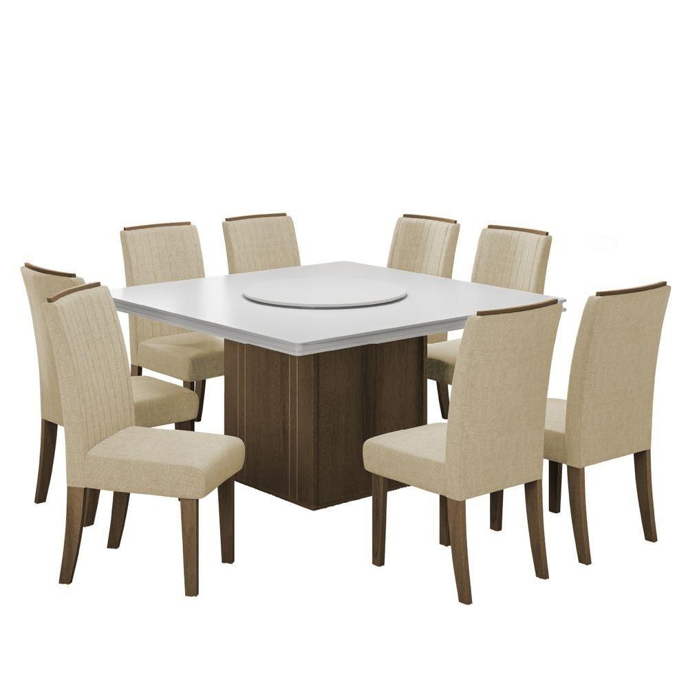 Conjunto De Mesa Sala De Jantar Com Tampo 1,36m 8 Cadeiras em Oferta na Shopee