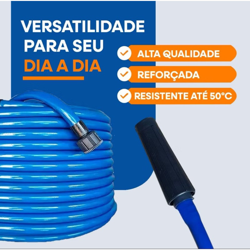 Mangueira de Jardim Reforçada Lisa Flexível Premium  7, 10, 15, 20, 25, 30 metros
