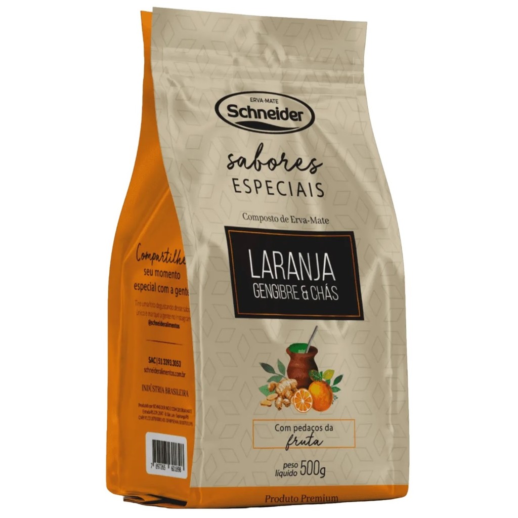 Erva Mate Chimarrão SCHNEIDER LARANJA GENGIBRE CHÀS 500g
