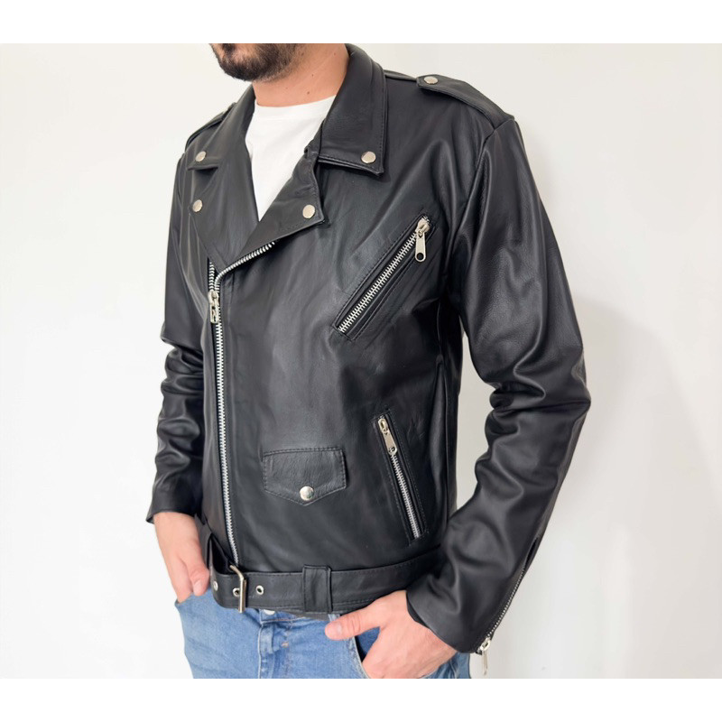 Jaqueta Exterminador Masculina Couro de Vaca Verdadeiro Rock