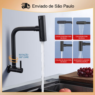 Torneira Cozinha Gourmet  montada na parede Misturador Cozinha agua so frio Preto em Oferta na Shopee