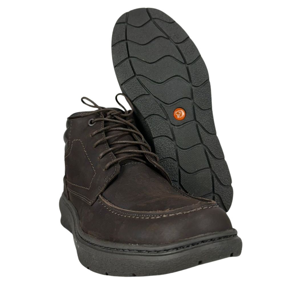 Sapato Masculino Anatomic Gel Couro Rústico Brown Sola 360º Job Neutrol Ref:7262