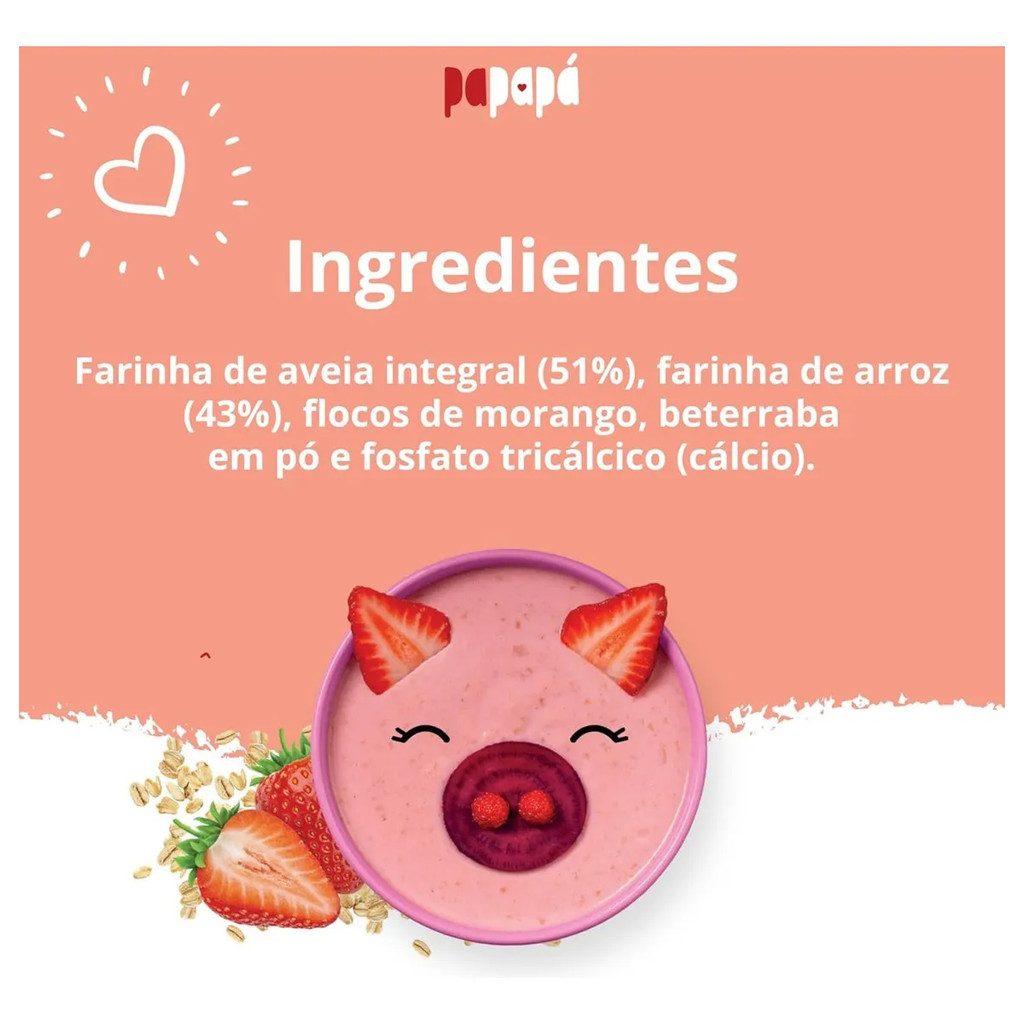 Cereal Infantil Aveia E Morango Papapa Sachê 170g — imagem 2 de 2