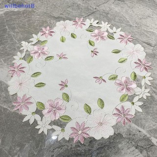 [WillbehotB] Popular Redondo Rosa Flor Bordado Mesa Lugar Tapete Almofada Pano Placemat Doily Café Chá Coaster Cozinha C