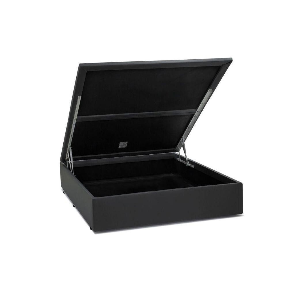 Cama Box Baú Casal Extremo Reforçado Homequeen Sintético Cinza 41x138x188