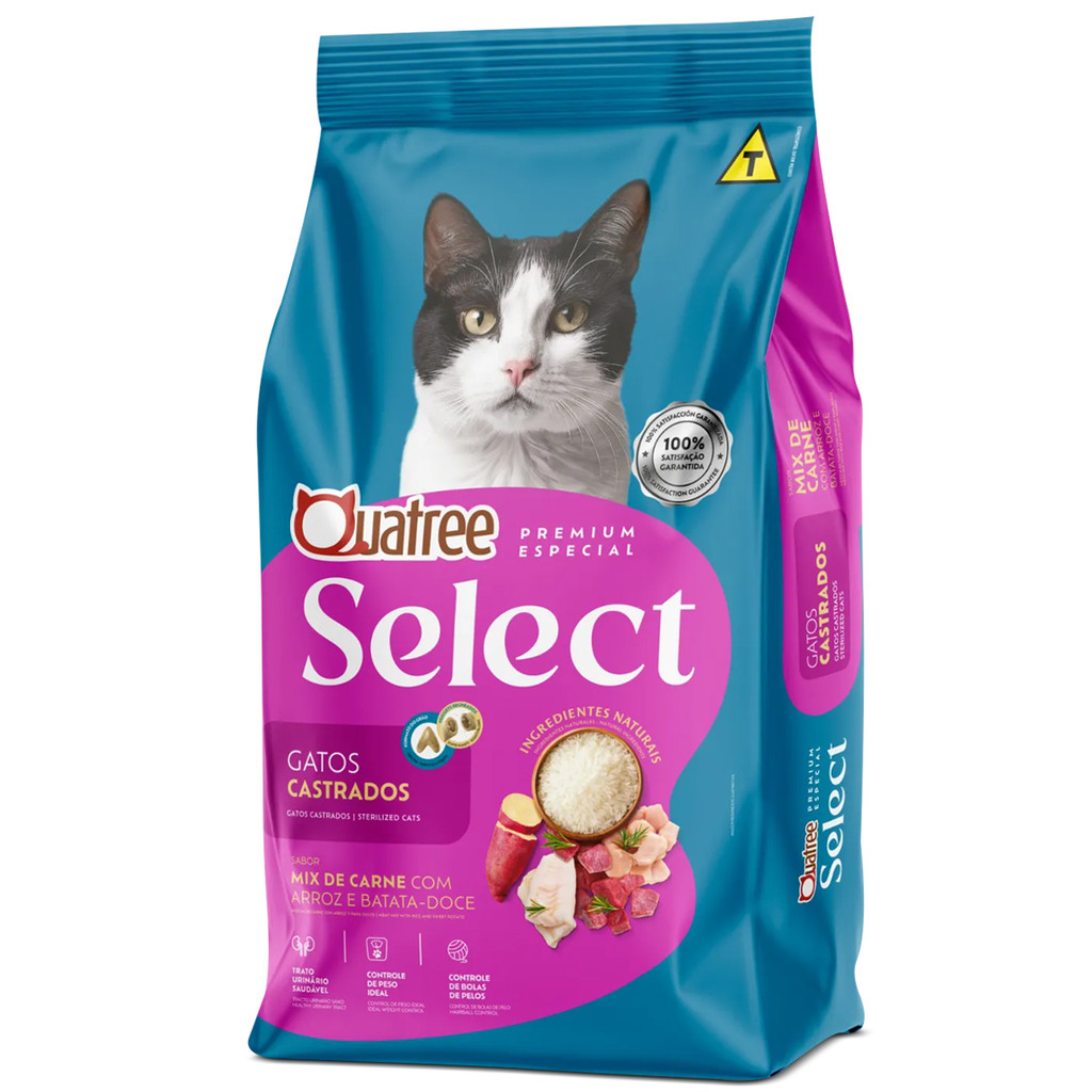 Ração Quatree Select para Gatos Adultos e Castrados Sabor Mix de Carnes 10kg