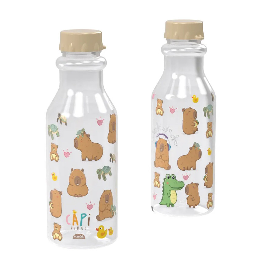 Garrafa Plasútil Estampa Capivara Transparente 500 ml em Oferta na Shopee