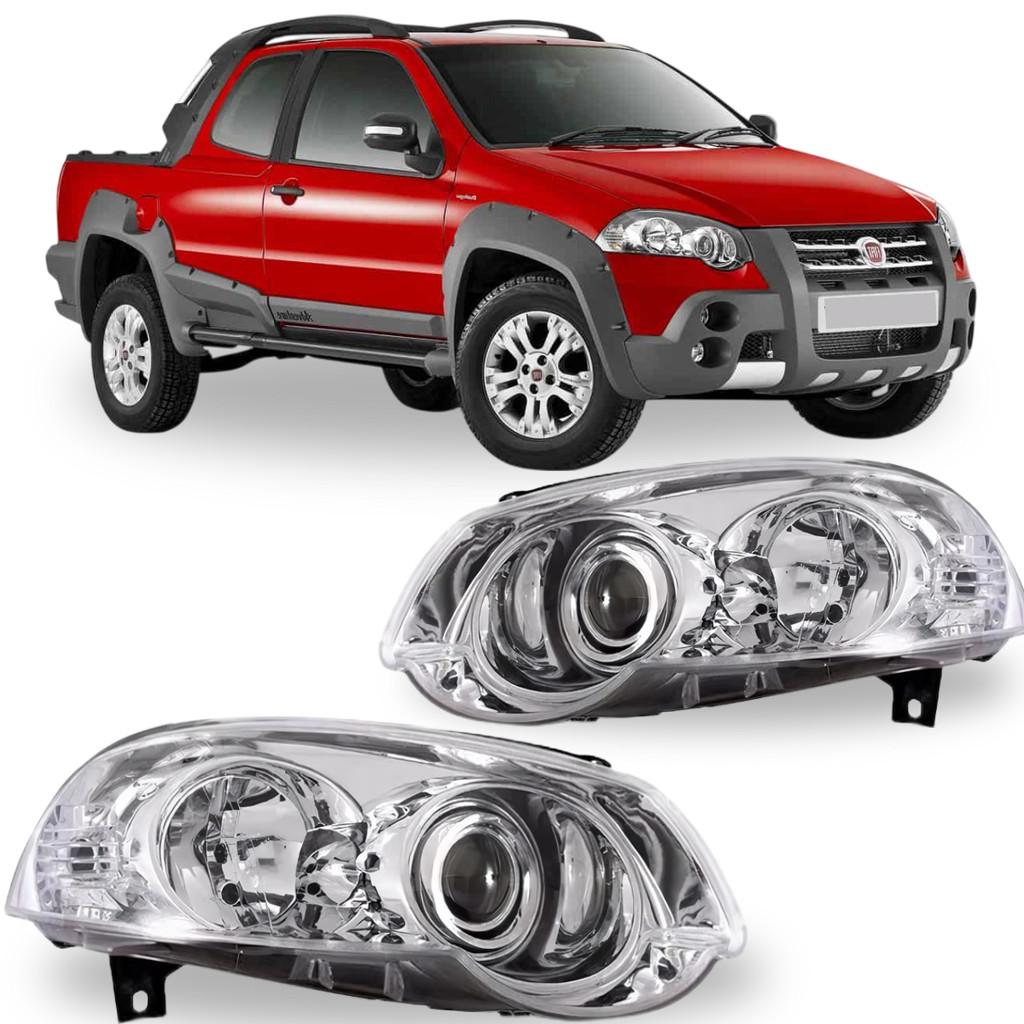 PAR FAROL STRADA G4 2008 A 2016 FOCO DUPLO CROMADO em Oferta na Shopee