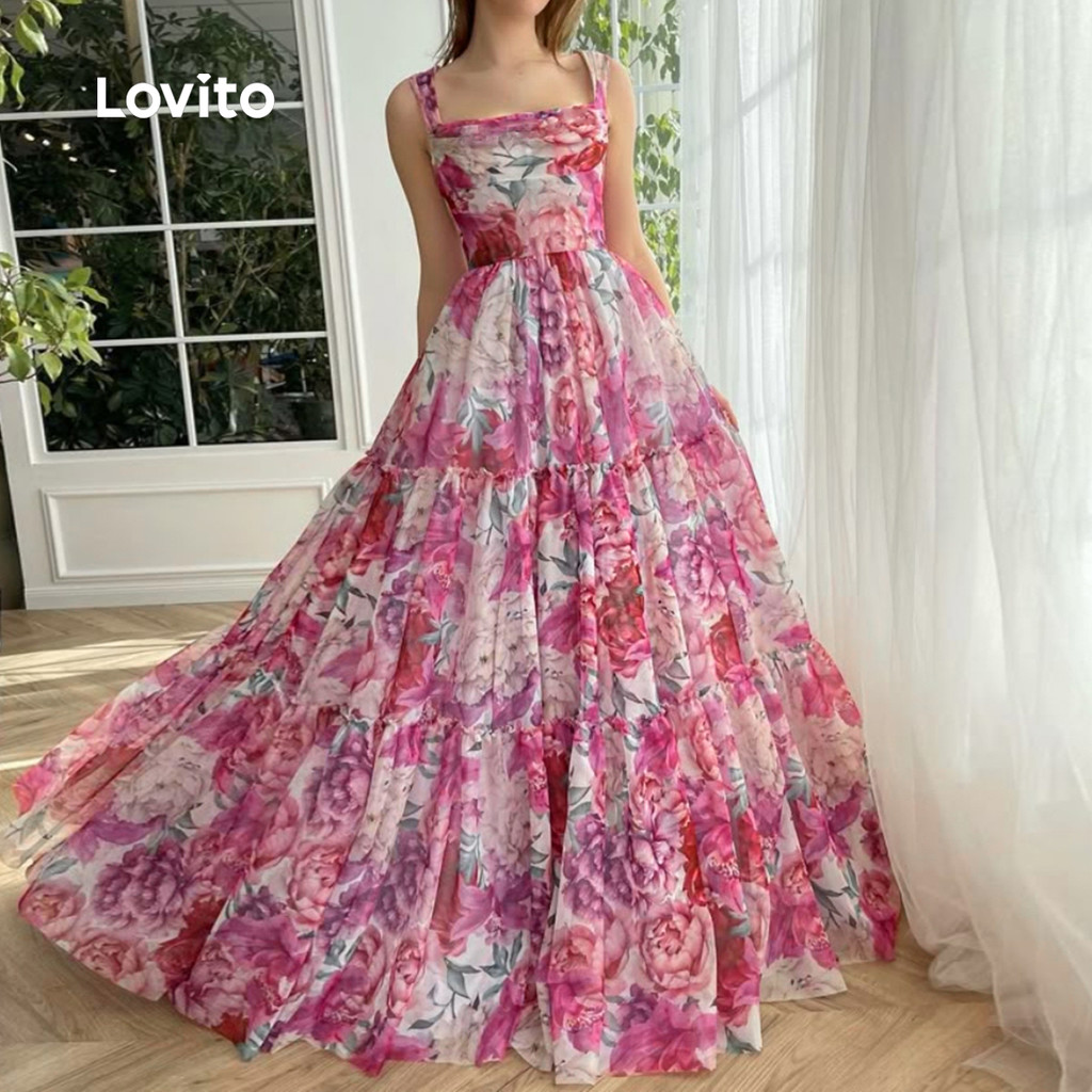 (Trendy) Lovito Vestido Boho com Zíper em Camadas Toque Suave Vestido de Primavera/verão para Mulheres L145LD050 em Oferta na Shopee