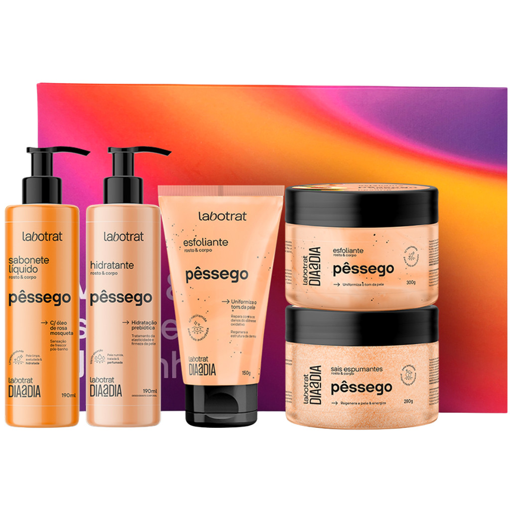Kit Banho Labotrat Pêssego Experiência Completa Dia A Dia Premium 5 Produtos Caixa Presente