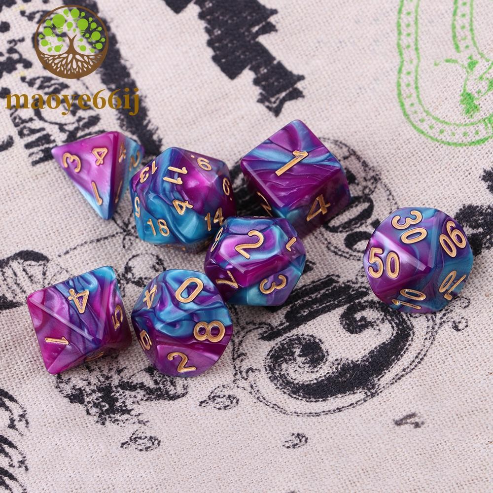 ZEVIA Dados Acrílicos D4 D6 D8 D10 D12 D20 Brinquedos Adultos Para RPG DnD Ferramentas De Entretenimento 7 Pçs/Set Jogo 
