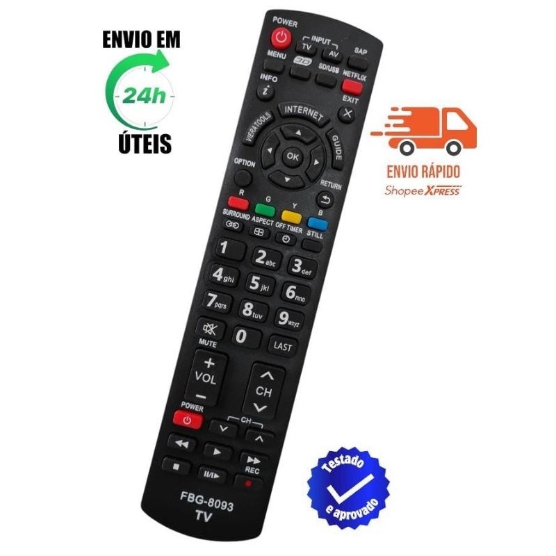 Comtrole Remoto Compativel TV Panasonic Plasma TC-P42UT50B TC-P50UT50B LE-8093