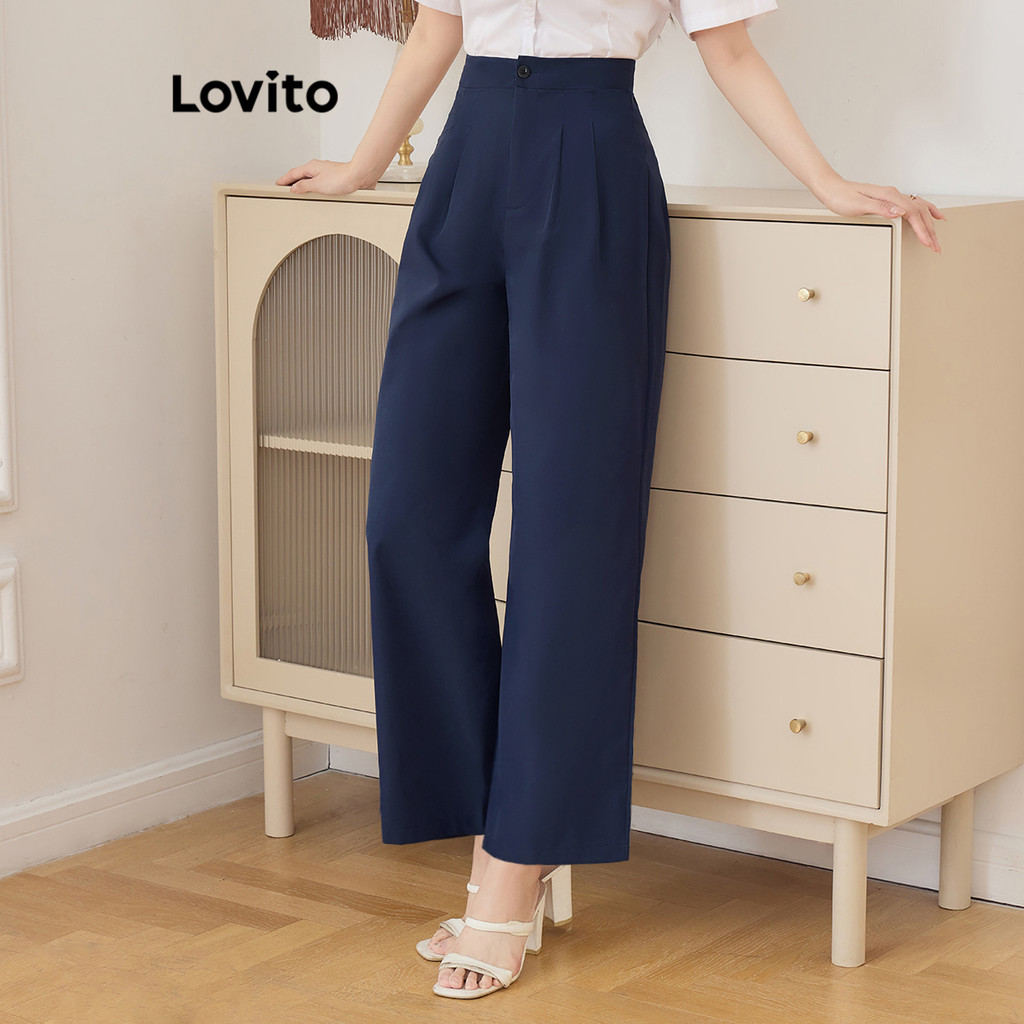 Lovito Calça Casual Calça Lisa Para Mulheres L108ED144 - Women Clothes