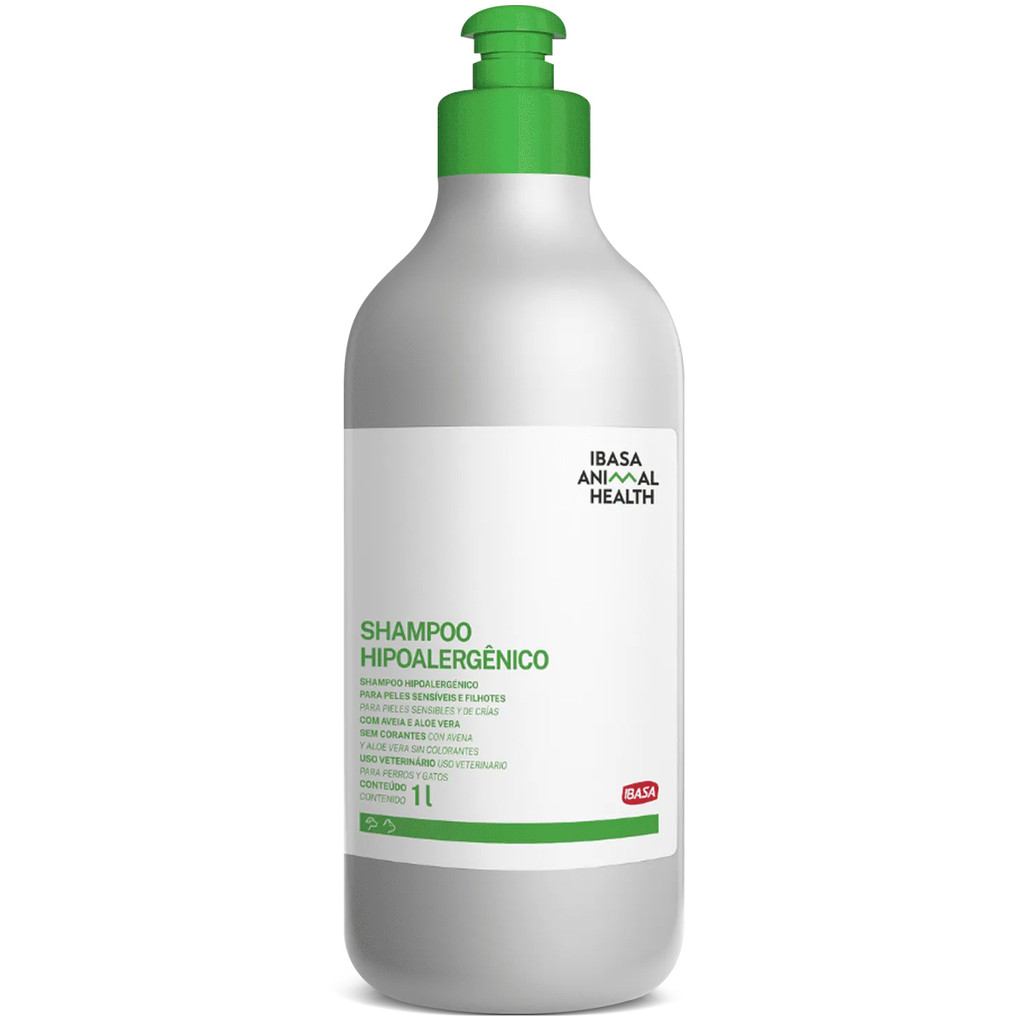 Shampoo Hipoalergênico Ibasa 1L para Cães e Gatos - Limpeza Suave e Segura para Pele Delicada