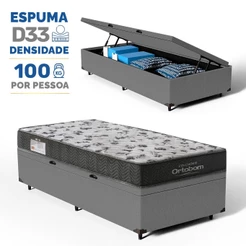 Cama Box Baú com Colchão Ortobom de Espuma D33 ISO 100 Solteiro 78cm