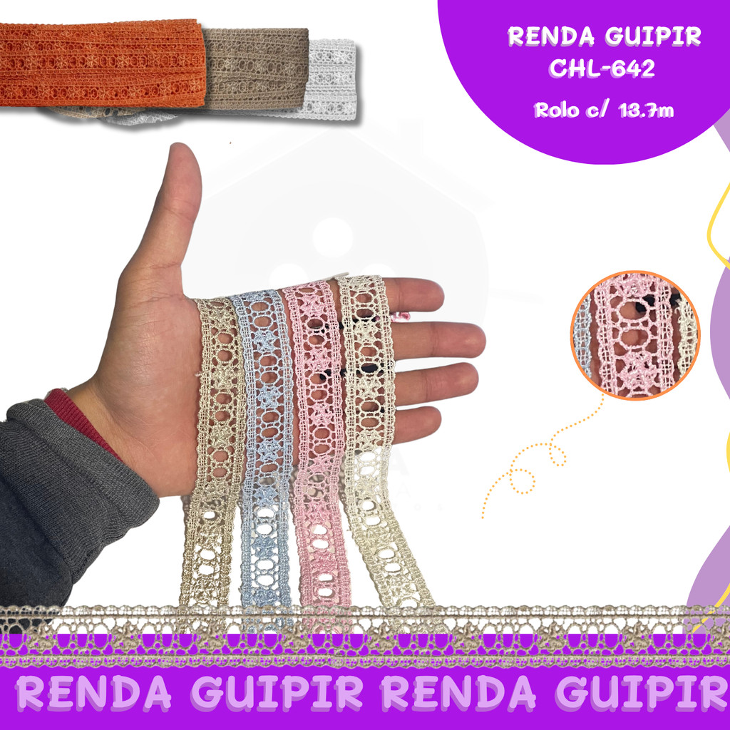 Renda Guipir CHL-642 - 20mm -  Rolo C/13.7 Metros em Oferta na Shopee