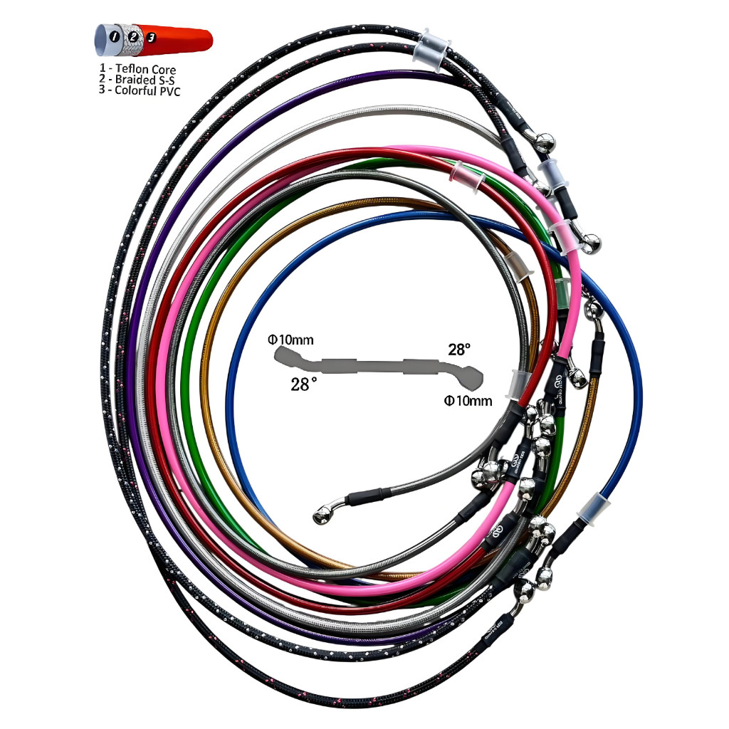 100CM Cabo De Mangueira De Freio Hidráulico 28 Graus 10mm Tubo Banjo Óleo Para Moto em Oferta na Shopee