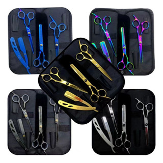 Kit 3 Tesouras Coloridas | Profissionais para Fio, Navalha e Desfiadeira