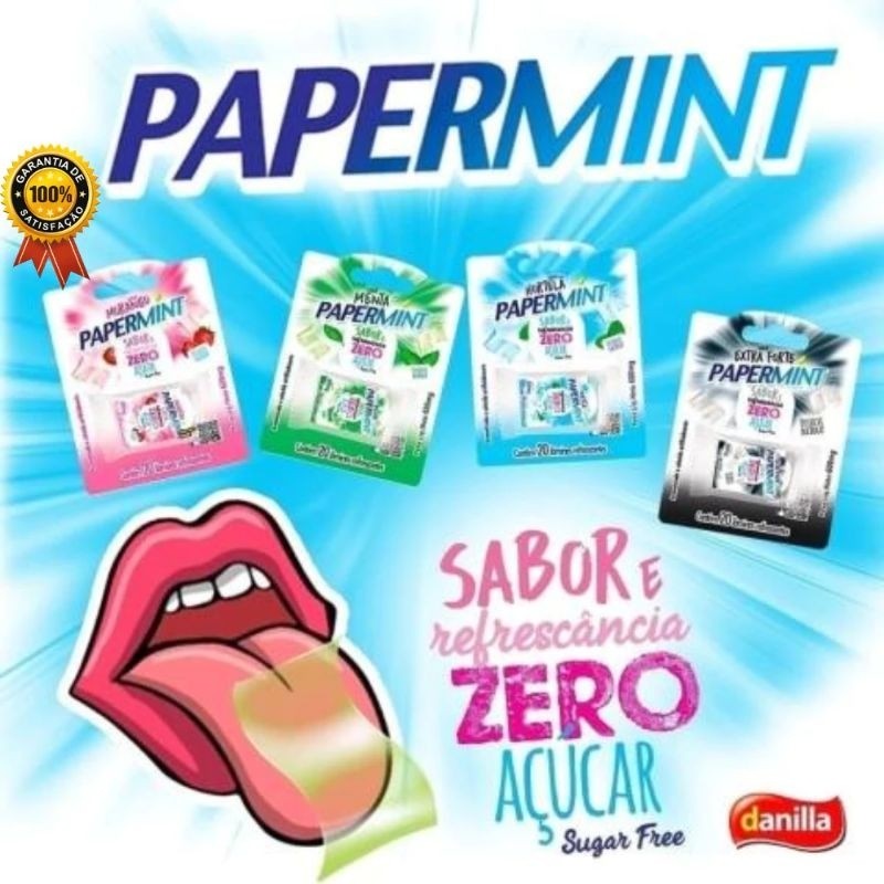 Kit 5 Papermint Frozen Lâminas Refrescantes Comestíveis Zero Açucar Danilla Foods em Oferta na Shopee