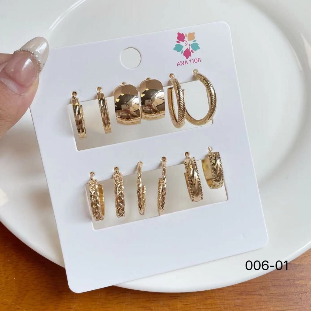 ANA1108 KIT 6  Pares de Minis Argolas Brincos Prata/Dourado-223A em Oferta na Shopee