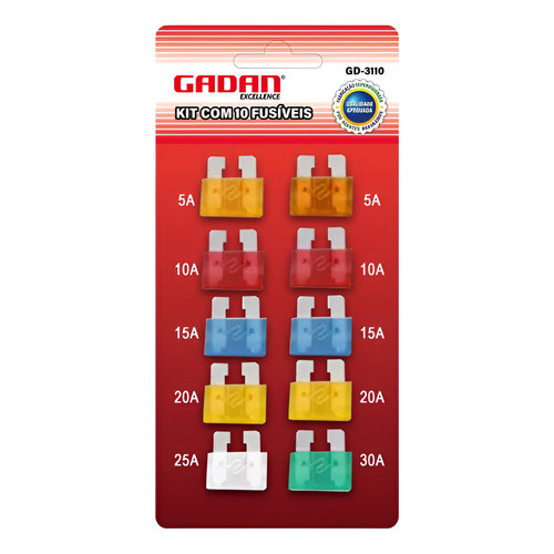 Kit Com 10 Fusíveis Grande Automotivo Colorido Gadan em Oferta na Shopee