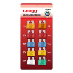Kit Com 10 Fusíveis Grande Automotivo Colorido Gadan