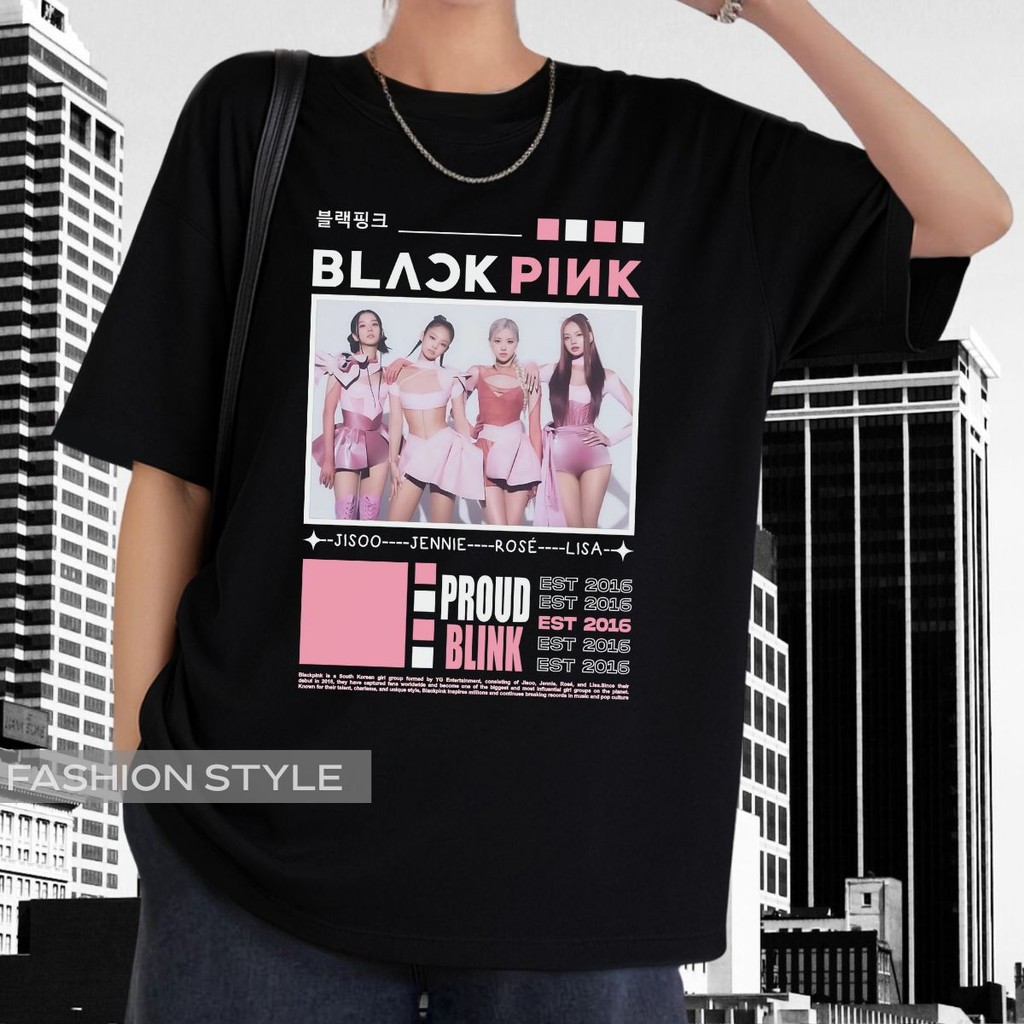 Camiseta Blackpink K-Pop Proud Blink Grupo Lisa Jisoo Jennie Rose Camisa Unissex e Plus Size Blusa 100% Algodão em Oferta na Shopee