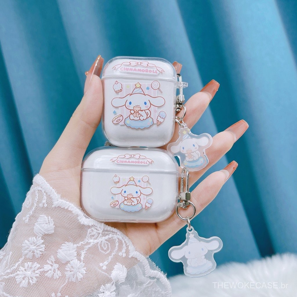Capa de Fones de Ouvido Cinnamoroll Crown Cinnamoroll Music Cinnamoroll Pro2, Bluetooth Sem Fio, AirPods 1/2 Geração, Ca
