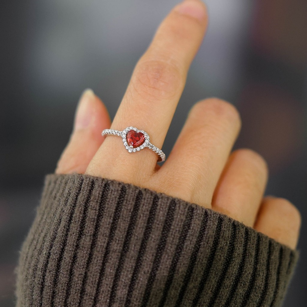 Anel de amor rosa europeu e americano, simulação de anel de diamante de moissanita, anel de diamante completo feminino