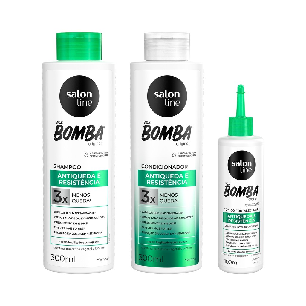 Kit Antiqueda Shampoo, Condicionador e Tônico SOS Bomba Salon Line - Beauty