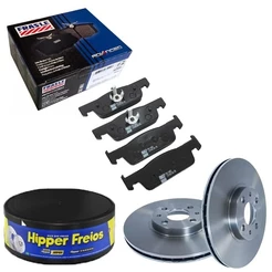 Kit disco de freio + pastilha dianteira Renault Logan 2014 a 2022 - HIPPER FREIOS / FRASLE