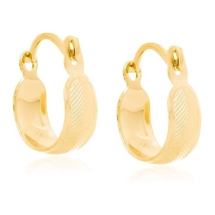 Brincos Pequena Argola Larga Rommanel Banhado Ouro Original Certificado de Garantia antialergico em Oferta na Shopee