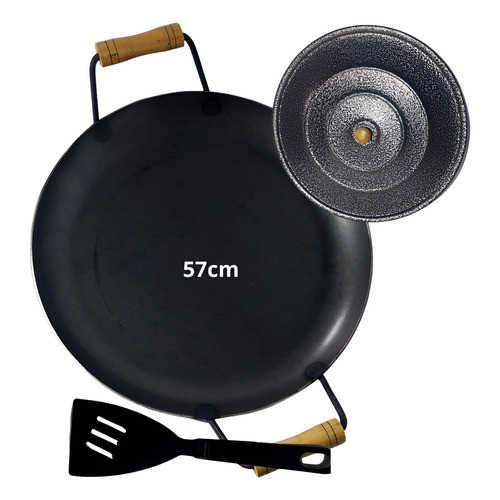 Paelleira Grande 57 Cm Paeja  Tacho Disco De Arado Gigante Com Tampa + Colher Presente dia dos Pais