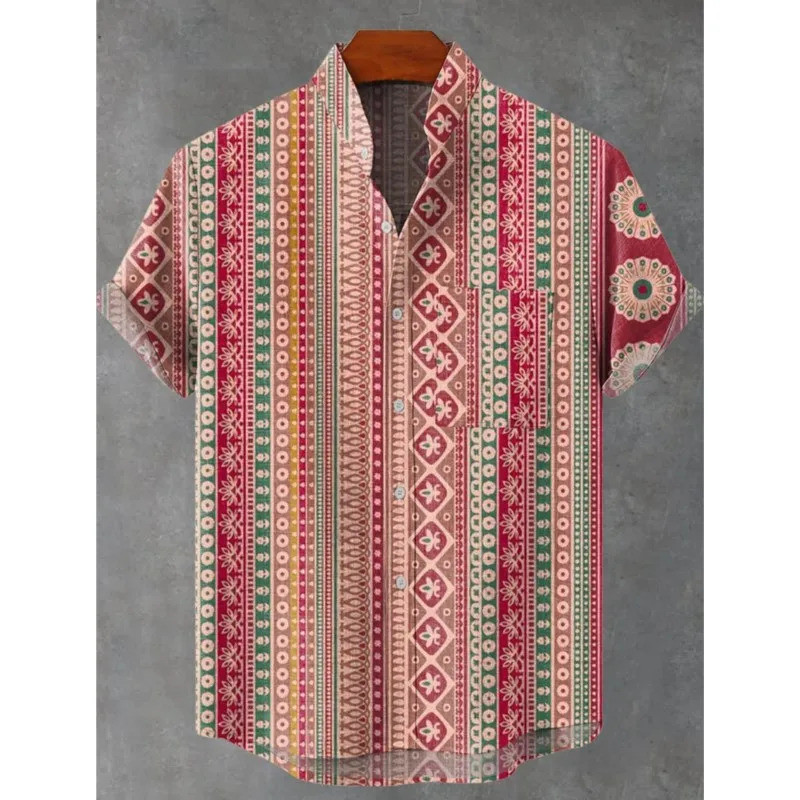 Camisa De Linho Masculina Retro Manga Curta Topo Moda Verão Casual Roupas Étnicas Plus Size Streetwear Camisas Para Home