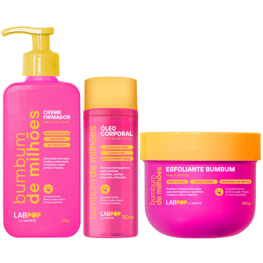 Kit Bumbum De Milhoes Creme Firmador + Esfoliante Corporal + Oleo Termogenico Labotrat