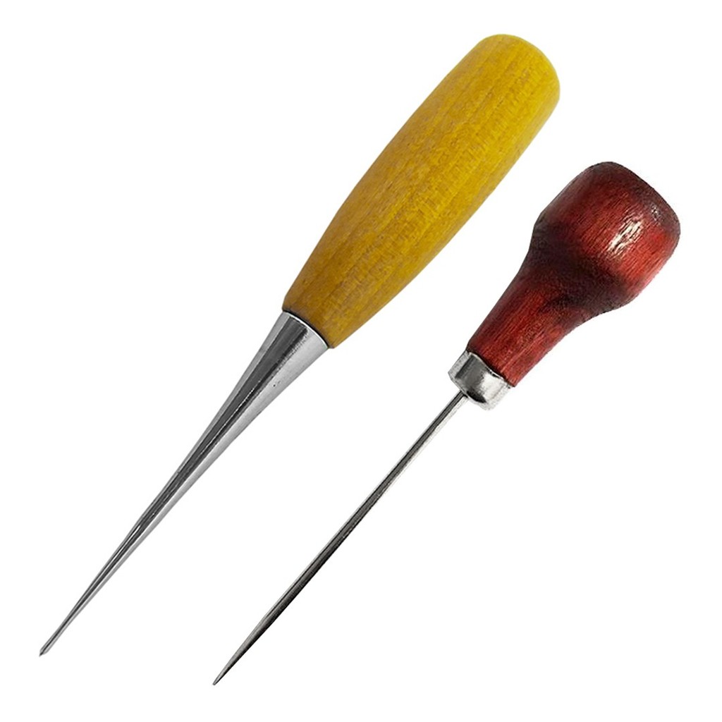 Kit 2 Furadores Agulhão Manual Cabo de Madeira Para Artesanato Resistente para Patchwork - Lanmax