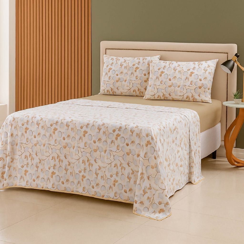 Jogo de Cama 4 Peças 100% Algodão Cores Sortidas Fronhas com Zíper Lençol com Elástico Viés Anti Pilling Solteiro a King em Oferta na Shopee