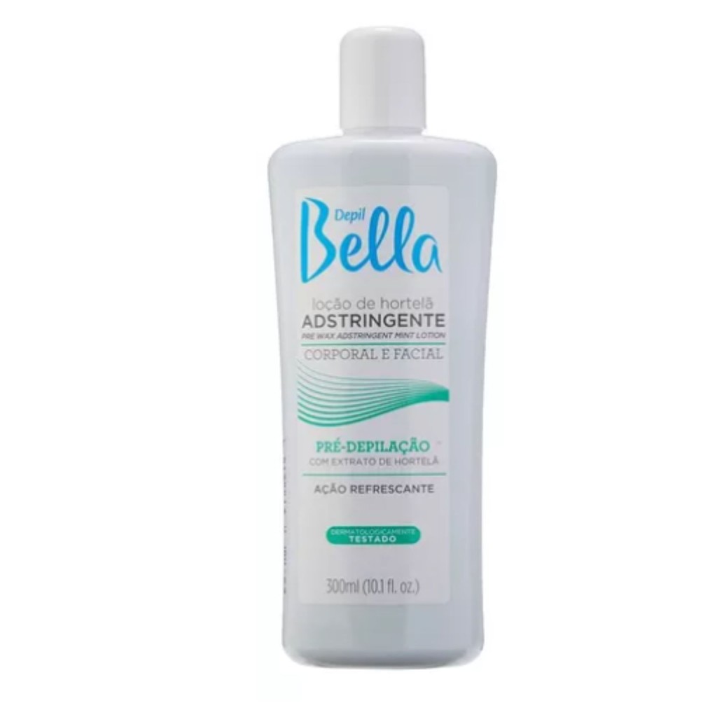 Depil Bella Loção Adstringente 300ml – Pré-Depilatória com Hortelã para Uso Corporal e Facial