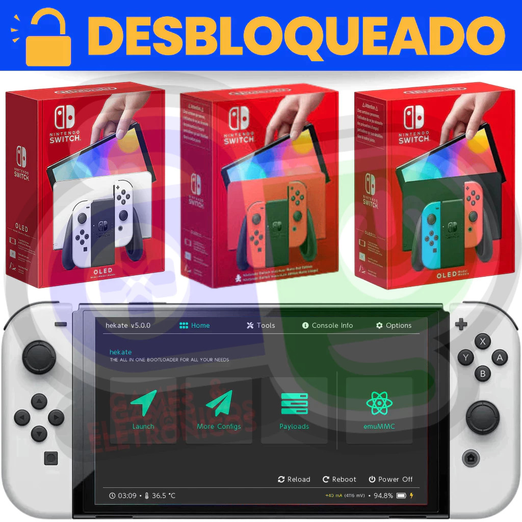 Nintendo Switch Oled Desbloqueado Novo com Jogos + Garantia + NF Envio rápido