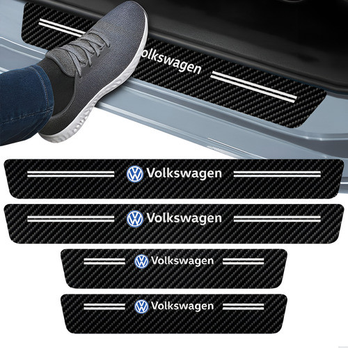 Soleiras Porta Compatível Linha Volkswagen Fibra Carbono 4 Peças Automotiva Profissional Autocolante em Oferta na Shopee