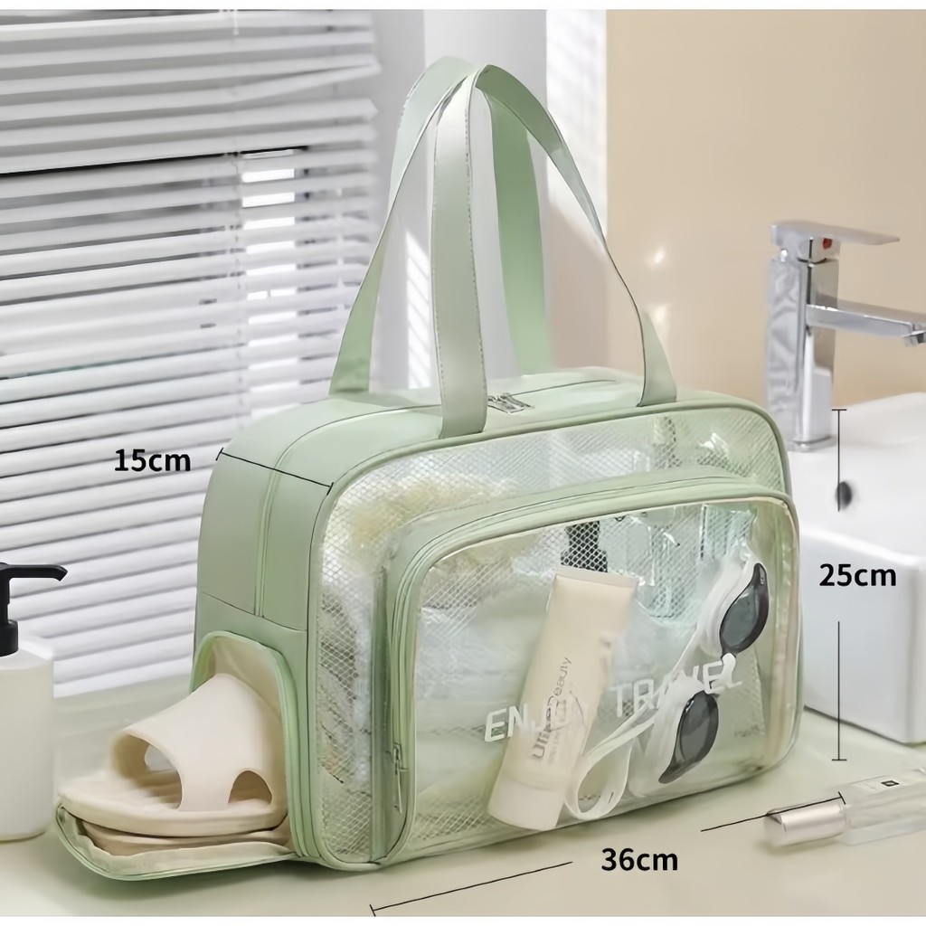 Bolsa necessaire transparente impermeável para praia piscina ou organização de bagagem Bosco.Loja