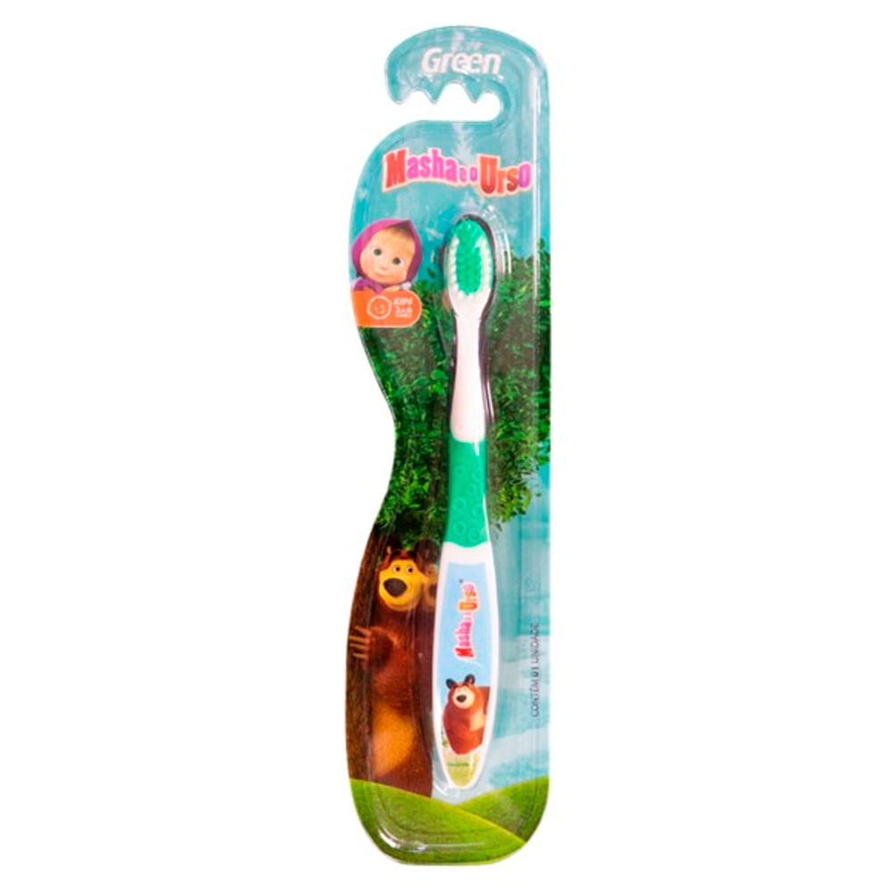 Escova Dental Infantil Green Masha e o Urso Cores Sortidas 1 Unidade - Health