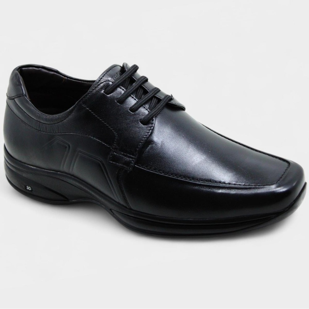 Sapato Social Jota Pe Couro 3D Double Air Masculino - Preto