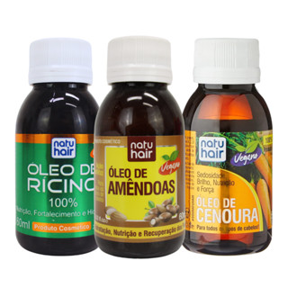Kit Nutrição Profunda NatuHair – Óleo de Rícino + Óleo de Amêndoas + Óleo de Cenoura em Oferta na Shopee